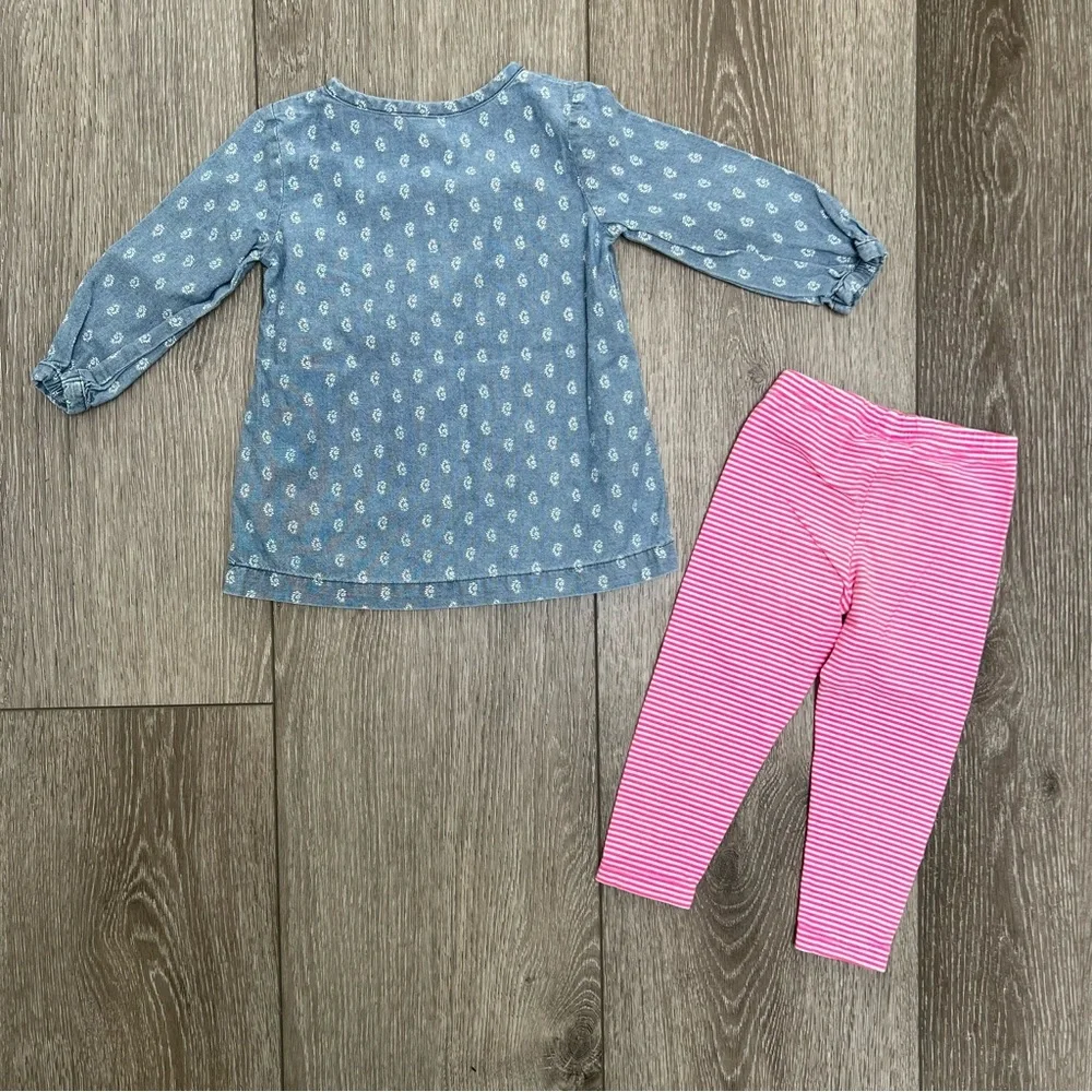 CARTERS 2PC LONG SLEEVE SHIRT PANTS OUTFIT 12MO